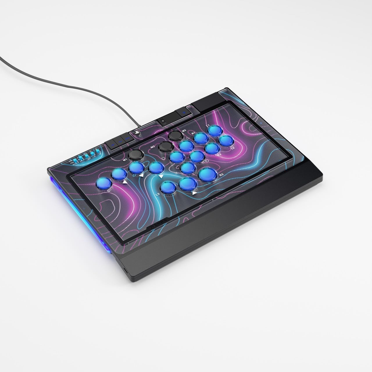 qanba Sapphire - Arcade Stick Sin Palanca para PS5, PS4, PC - Licencia Oficial PlayStation - Pro Fight Stick, 18 Botones Personalizables, Panel Táctil y Reposamuñecas Ergonómico