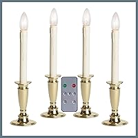 Vista 9 de Juego de 4 velas para ventana con pilas con mando a distancia de Celestial Lights - (Latón cepillado)