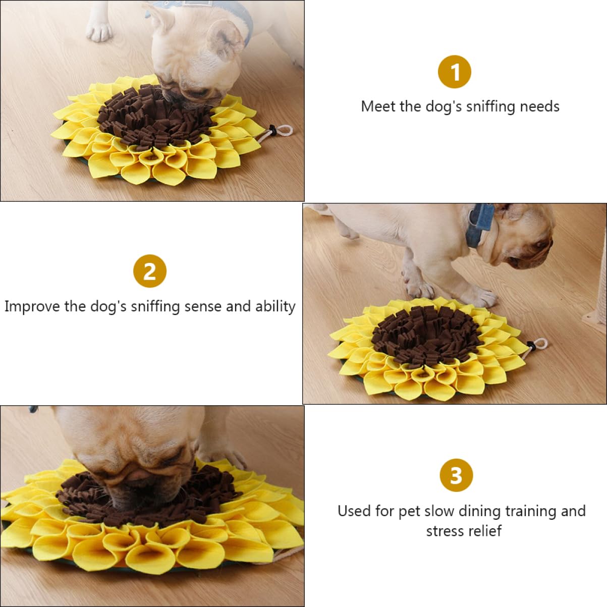 FOMIYES 3piezas Alfombra Olfativa para Mat De Comida Forma De Girasol Entrenamiento y Fieltro El Forrajeo y Reduce El Estrés