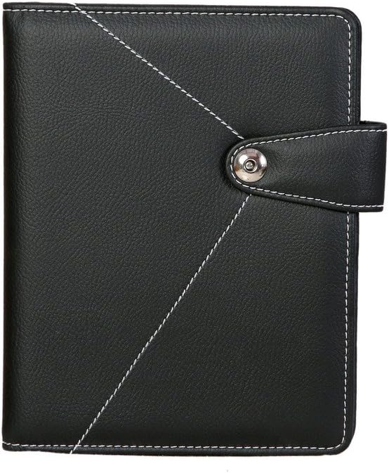 Eurostyle Corporate Executive Black Vegan Leather Padfolio Multifunctional Notepad File Folder with Pen I Professional Office Desk Accessory I A5 Size (9 x 7 inch) I 5053