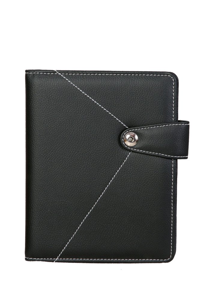Eurostyle Corporate Executive Black Vegan Leather Padfolio Multifunctional Notepad File Folder with Pen I Professional Office Desk Accessory I A5 Size (9 x 7 inch) I 5053