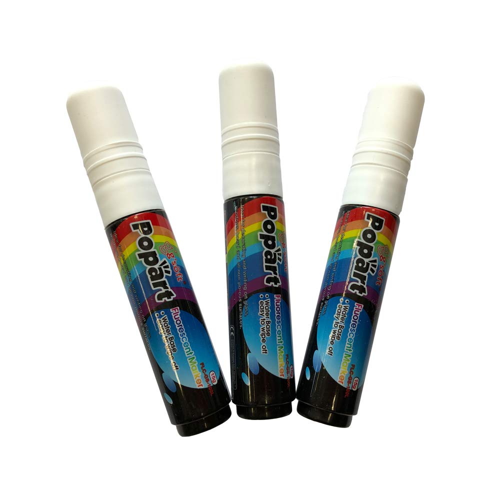 Kreidestifte 3 Stück, weiß 10mm, breite Spitze, abwischbar, Kreidemarker für glatte Oberflächen 3er Set