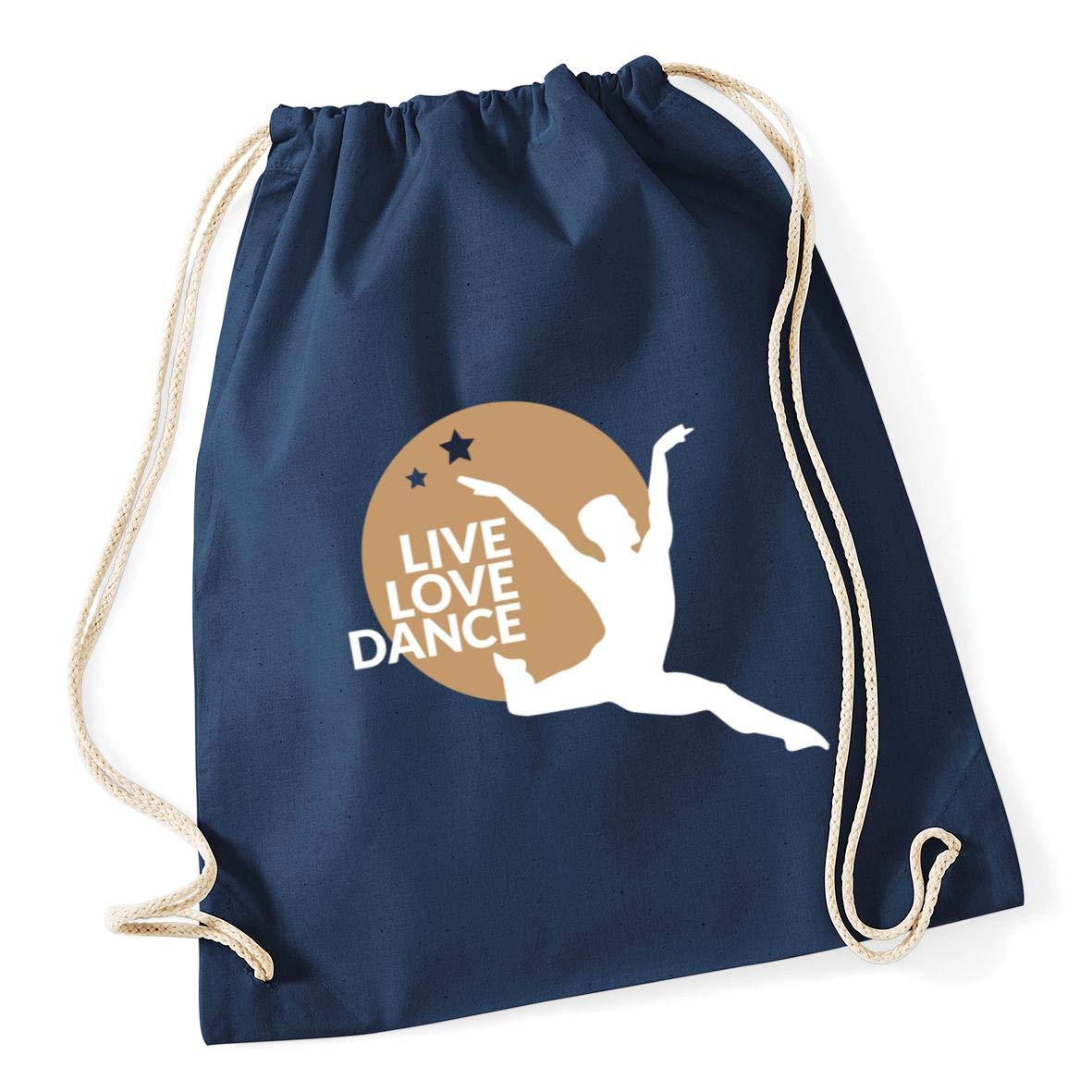 Hippowarehouse Live Love Dance Ballet (boy) Drawstring Cotton School Gym Bag 37cm x 46cm, 12 litres