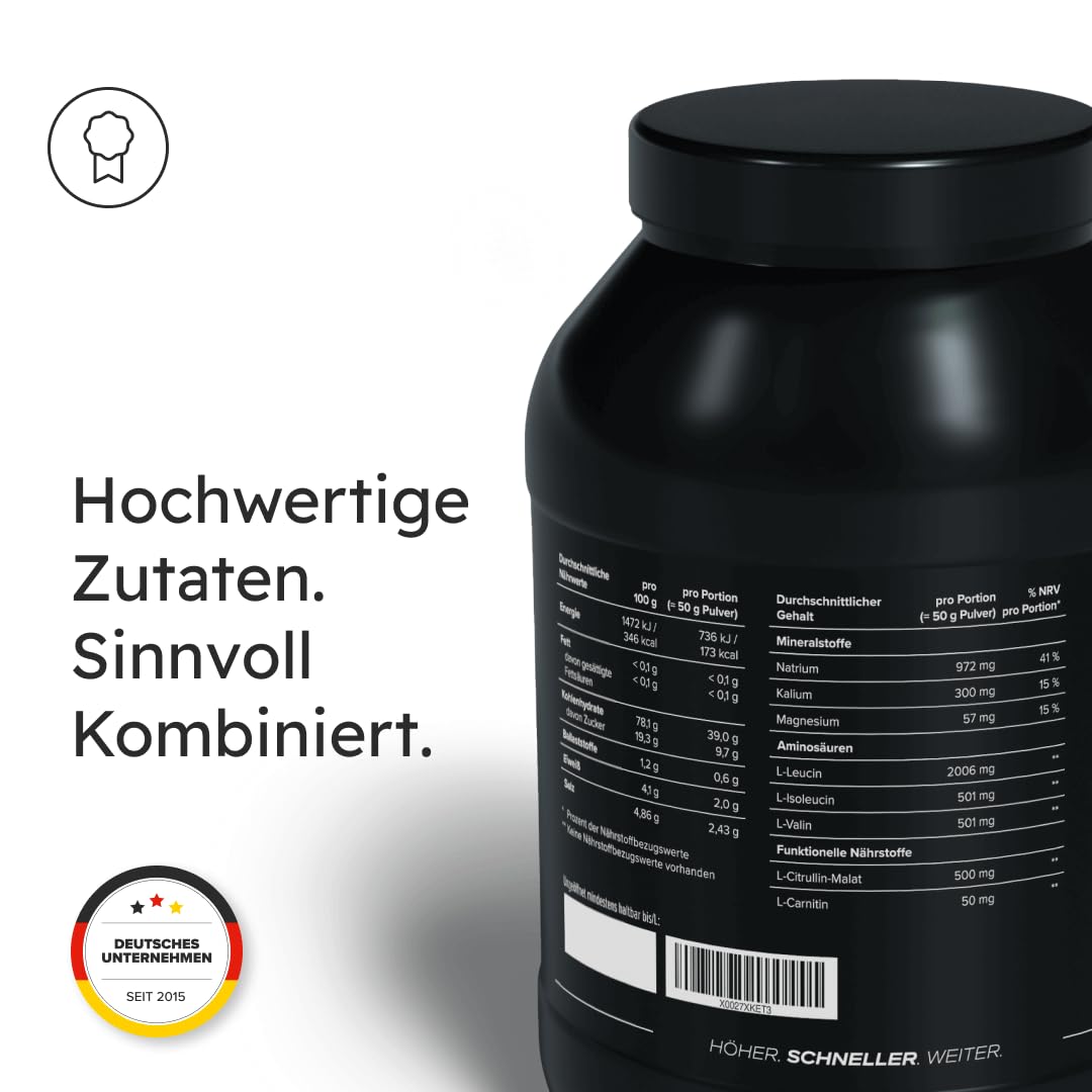 edubily® eduin Intra Workout Drink mit komplexen Kohlenhydraten, Elektrolyten, BCAA, Citrullin-Malat und Carnitin (1500 g, Ananas)