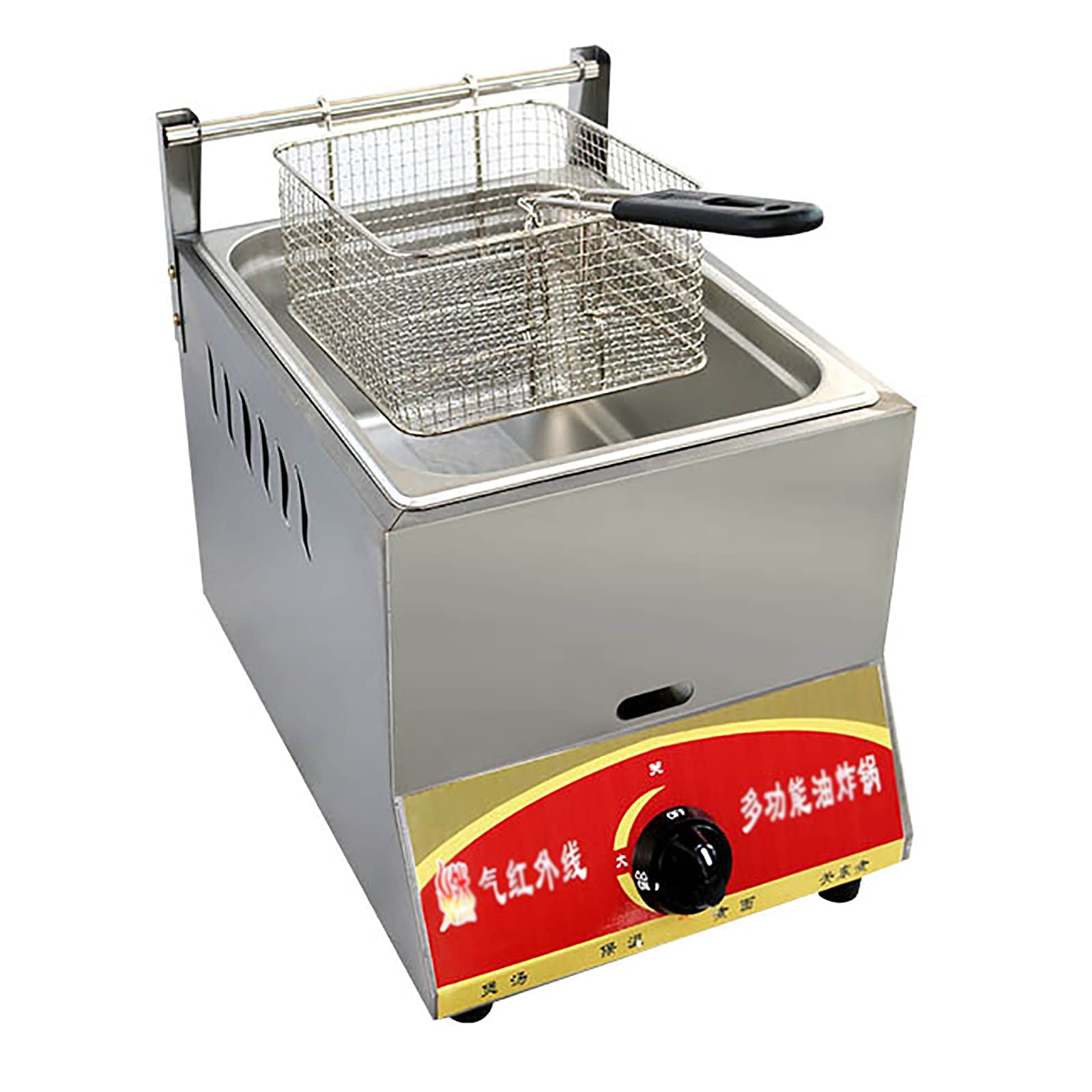 Friteuse à gaz pour restaurant et cuisine à domicile avec bac en acier inoxydable