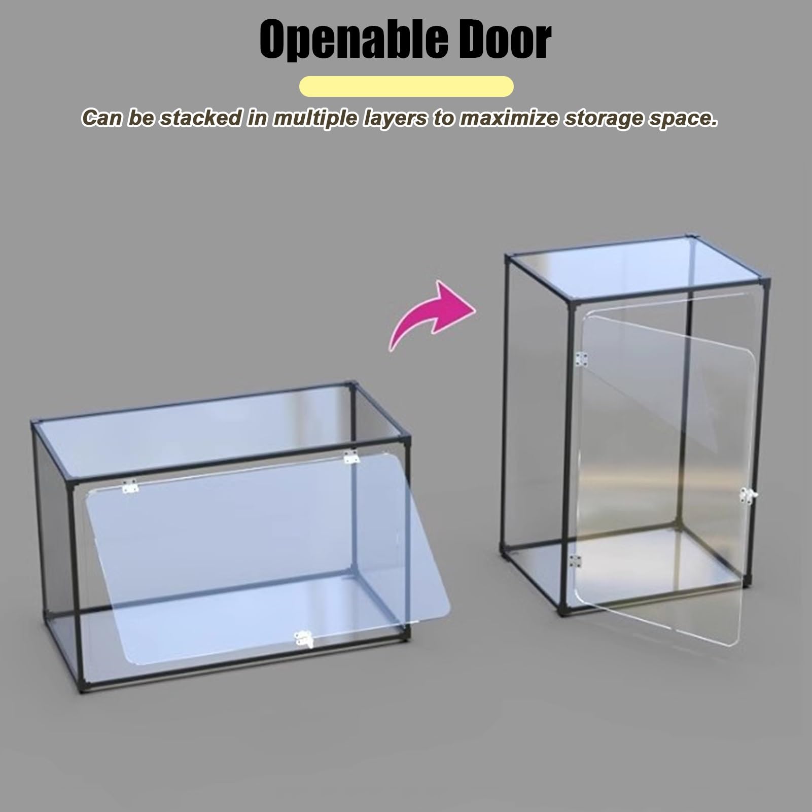 Teca Plexiglass Contenitore in Acrilico Altamente Trasparente, Contenitori in Plastica con Porta a Battente e Serratura, Organizer per Borse, Modelli di Scarpe e Oggetti da Collezione(20x20x20cm(8"x8"