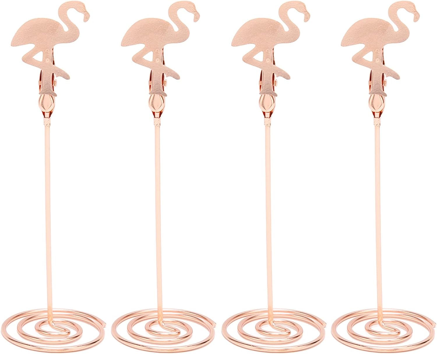 Rose Gold Flamingo Table Card Holder, 24 Pcs Place Card Clips, Resistance Sturdy Photo Holder with Electroplating Technology, Elegant Table Number Stand for Wedding Office HOM