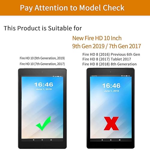 Miniatura 2 de Funda para tablet Fire HD 10 de 10.1 pulgadas (versión 201920172015), funda delgada de piel sintética a prueba de golpes con apagado y encendido