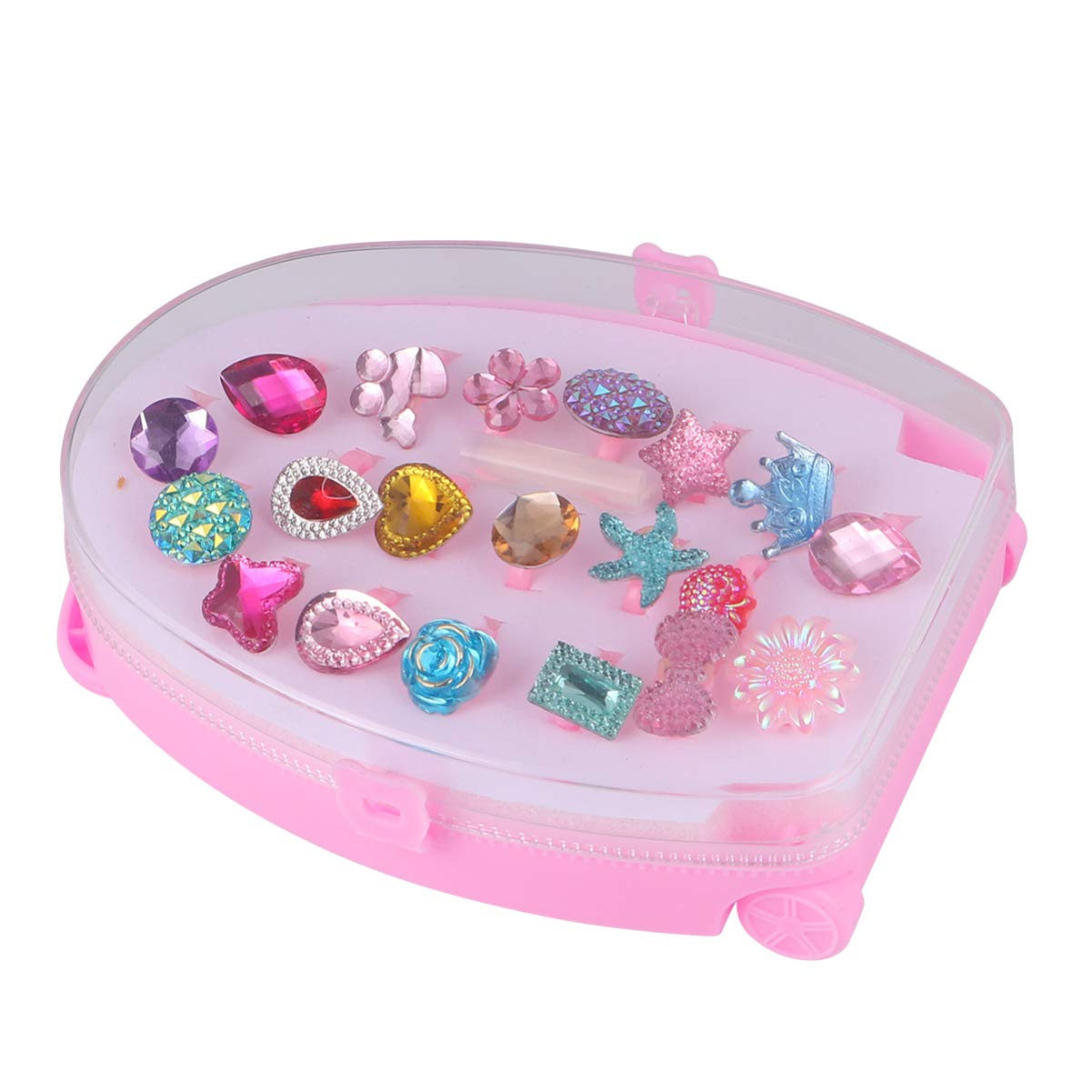 Yardwe 20pcs Resin Rings Colorful Funny Rings for Safe Design with Draw Bar Storage Box present for Happy Childhood Play