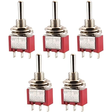 Interrupteurs à Bascule Momentanés SPDT - Lot De 5 Mini Switch ON-OFF-ON 3 Broches