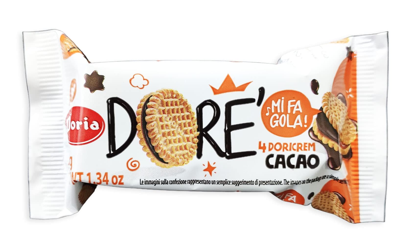 Doria Dore' Biscotti Frollini con Ripieno al CACAO - Showbox da Banco con 24 bustine da 38gr