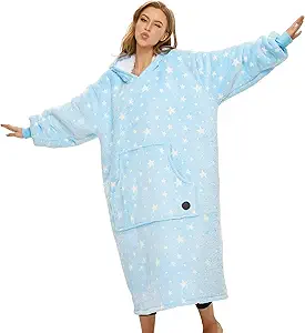 THREE POODLE Wearable Blanket Hoodie, Glow in The Dark Oversized Hoodie Blanket, Sherpa Hooded Blanket Sweatshirt for Adults Women Men Kids, Cozy Gifts