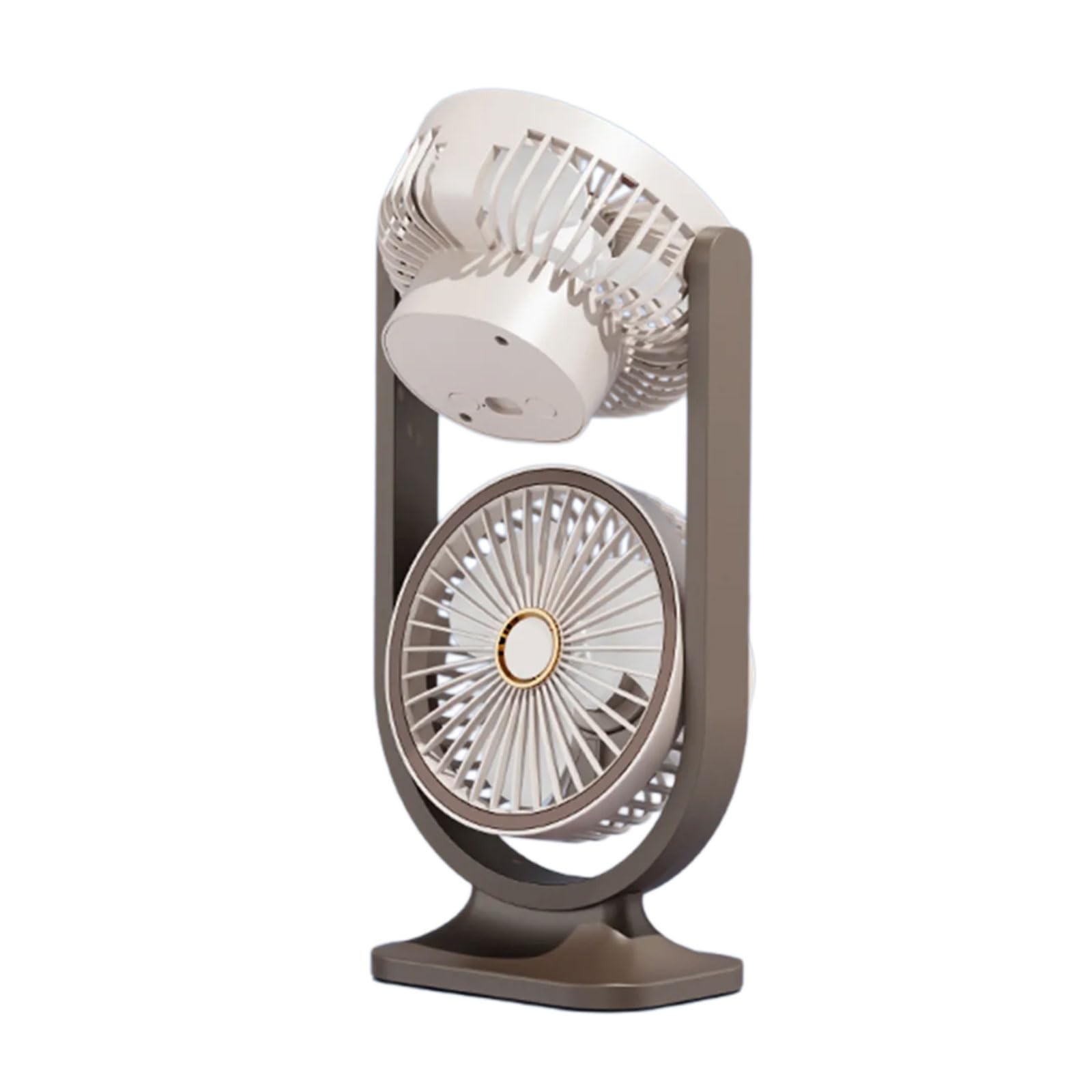 Uqezagpa Warm White Cooling Fan Desktop Portable Double Head Cooling Fan Usb Rechargeable Air Circulation For Home Double Head