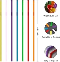Vista 2 de YAOSHENG 200 pajitas flexibles de color naranja para beber de 8.26 x 0.2 pulgadas de colores sólidos, pajitas flexibles desechables de plástico