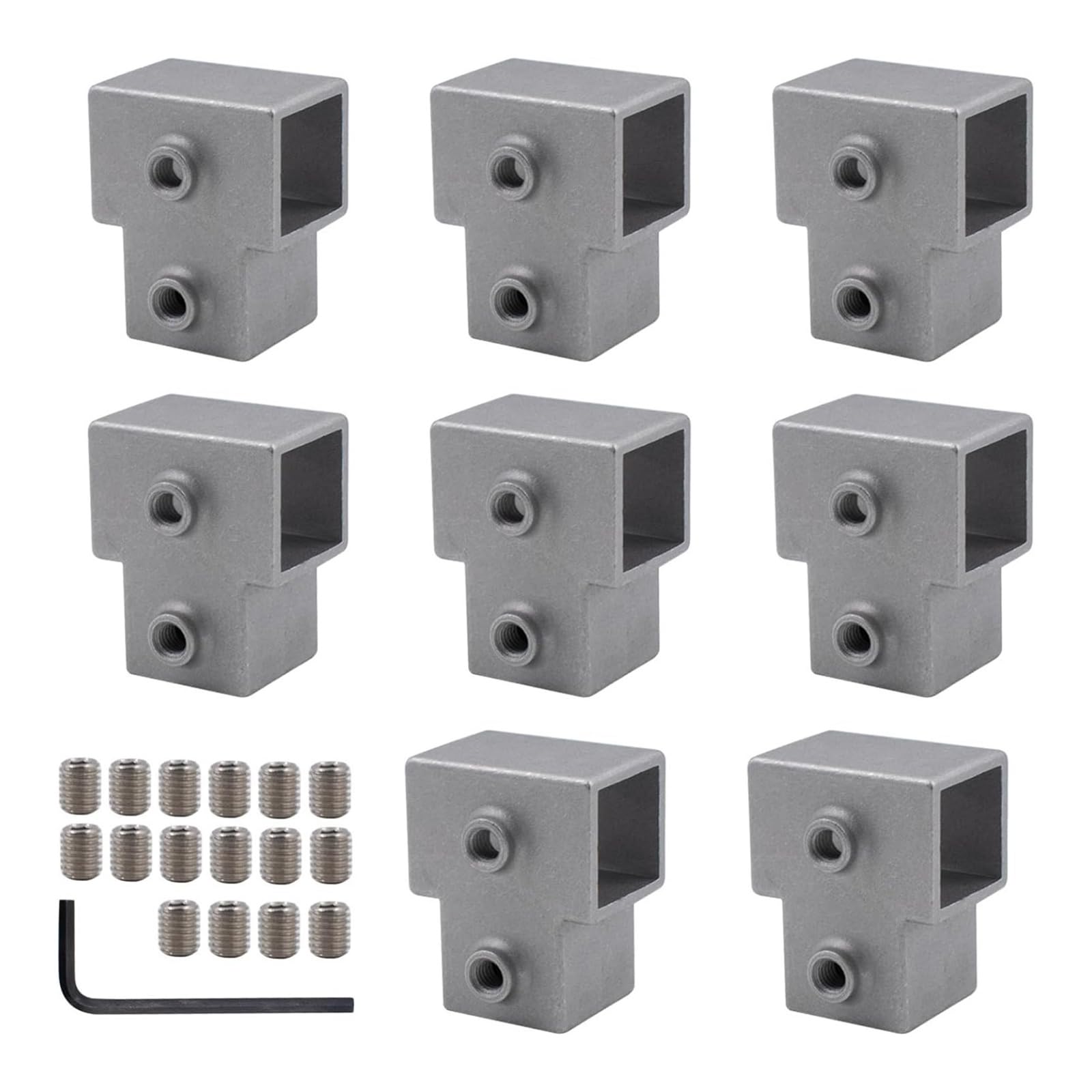 Aluminum Alloy Tee Chain End Rail Clamp Square Tube Connector Replacement Connection Fastener 3 Way Pipe Fitting Aluminum Alloy Tee Chain End Rail Clamp