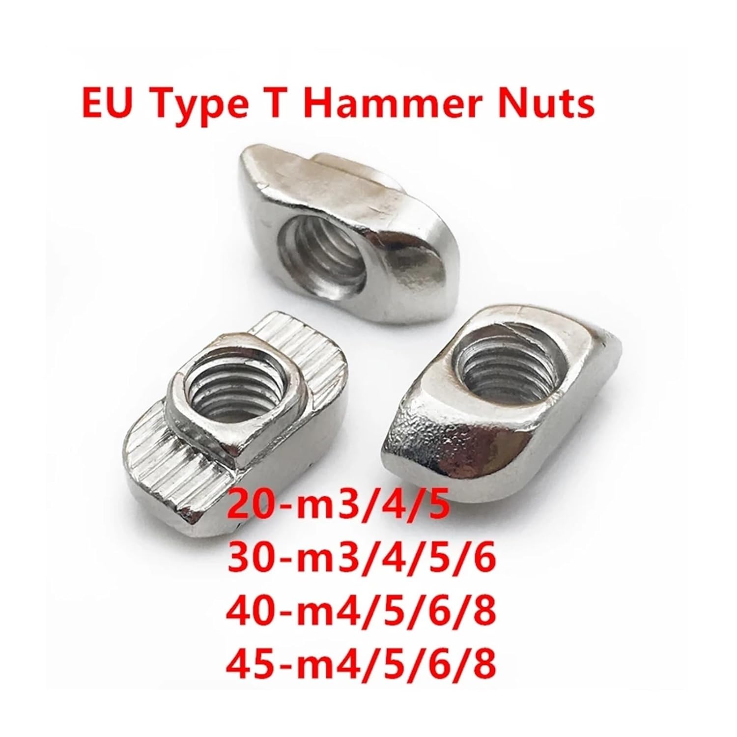 M3 M4 M5 M6 M8 Hammer Head T Nut Drop in Fasten Connector Slide Nut for EU 2020 3030 4040 4545 Aluminum Profile(20-M4 100pcs)