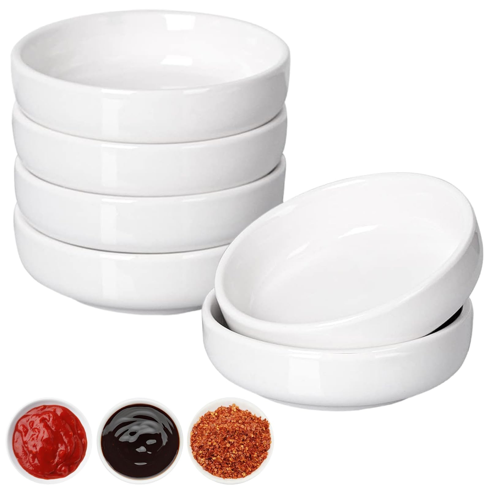 Zestaw naczyń z sosem sojowym, 6 mini misek do dipów, boczne naczynia przyprawowe 9 cm do przekąsek sushi, nadają się do mycia w zmywarce, małe miski do serwowania tapas i na imprezy