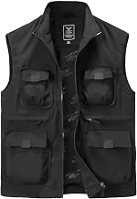 Men's Sleeveless Fishing Vest with Large Pockets Stand Collar Outdoor Golf Vests for Photography Hiking Climbing