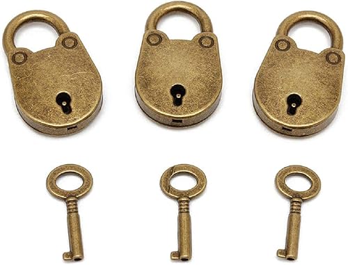 3 unids Mini bronce antiguo candado pequeño metal candado estilo Archaize cerradura Mini cerradura con llave