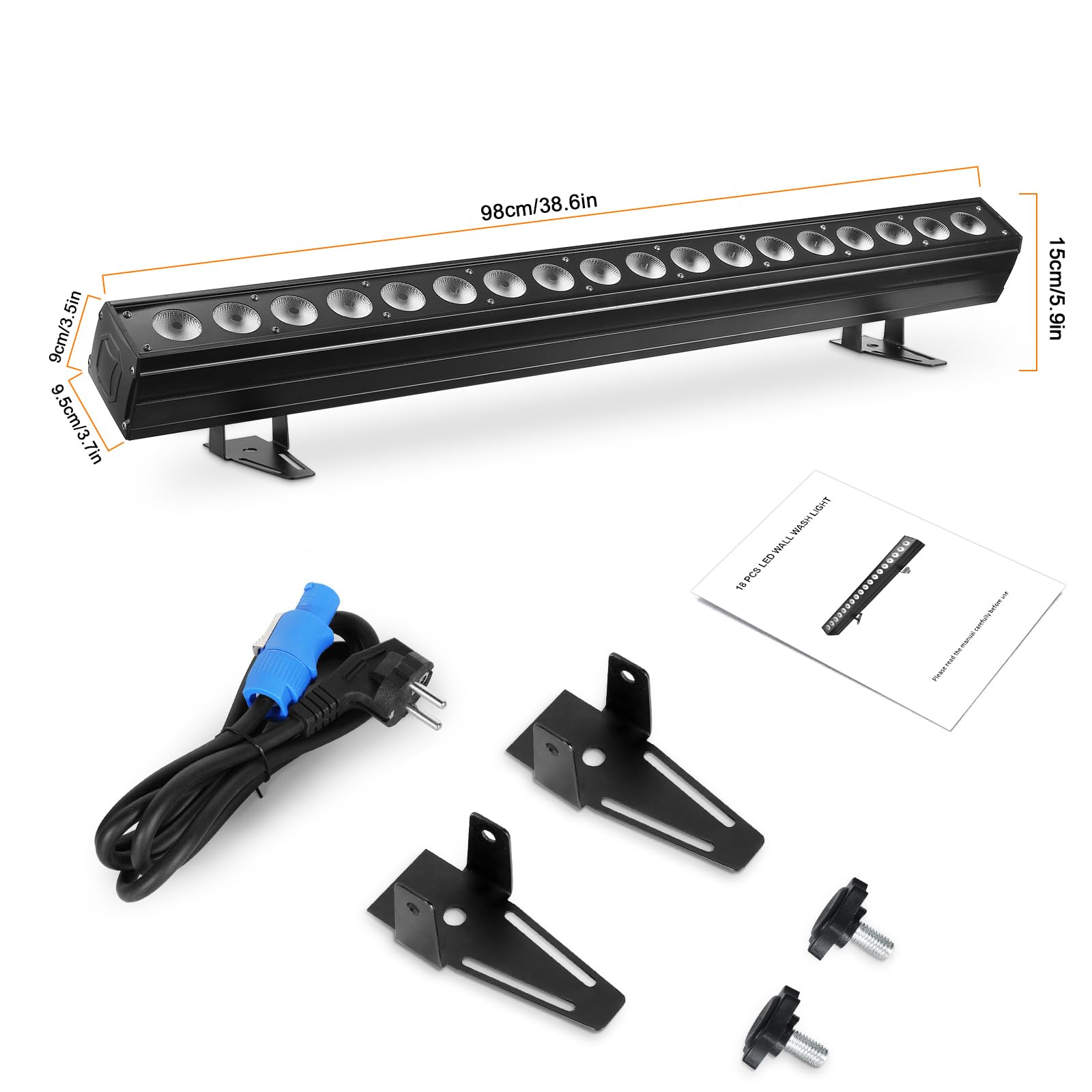 Barra Luminosa Wallwasher, 18pcs 6 in1 LED 180W Fase Faretto Luci di Lavaggio Striscia di Lavaggio a Parete Controllo dmx512 per Discoteca Festa Chiesa Compleanno Matrimonio(1 pezzo)