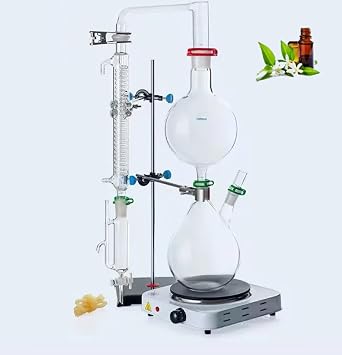 Chemistry Set, 500/1000ml/2000ml Blown Glass Kit, Laboratory Glassware Distillation Kit, Essential Oil Separator for Hydrolytic Enzyme Extraction, 2000ML