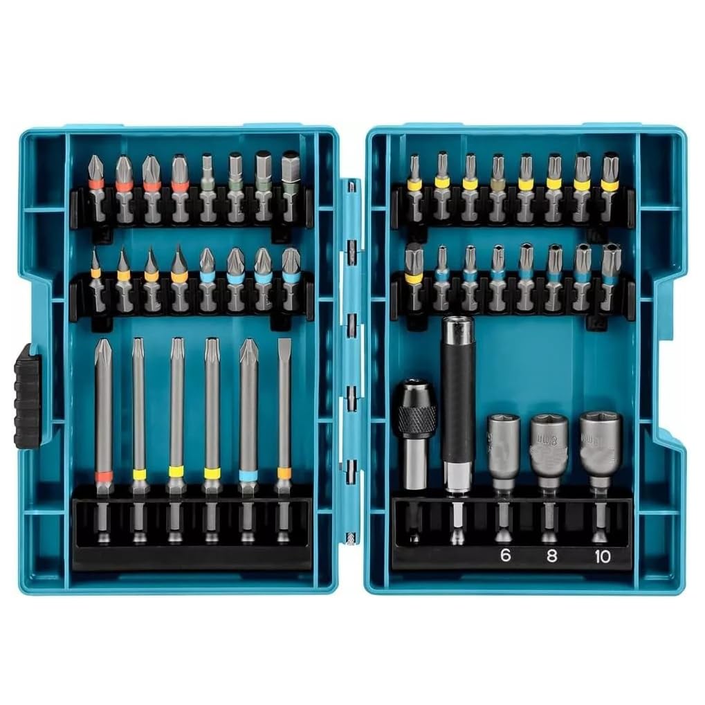 #B-55697 43 Piece Impact Driver Bit Socket Hexagonal Shaft Screwdriver Bits Kit Colour Coded Cross Flower ﻿Replacement Part New Compatible with Makita