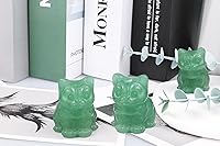 Vista 23 de QINJIEJIE Gato de obsidiana negra, decoración de Halloween, cristales y piedras curativas, estatua de piedra de gatos dormidos, escultura de piedras