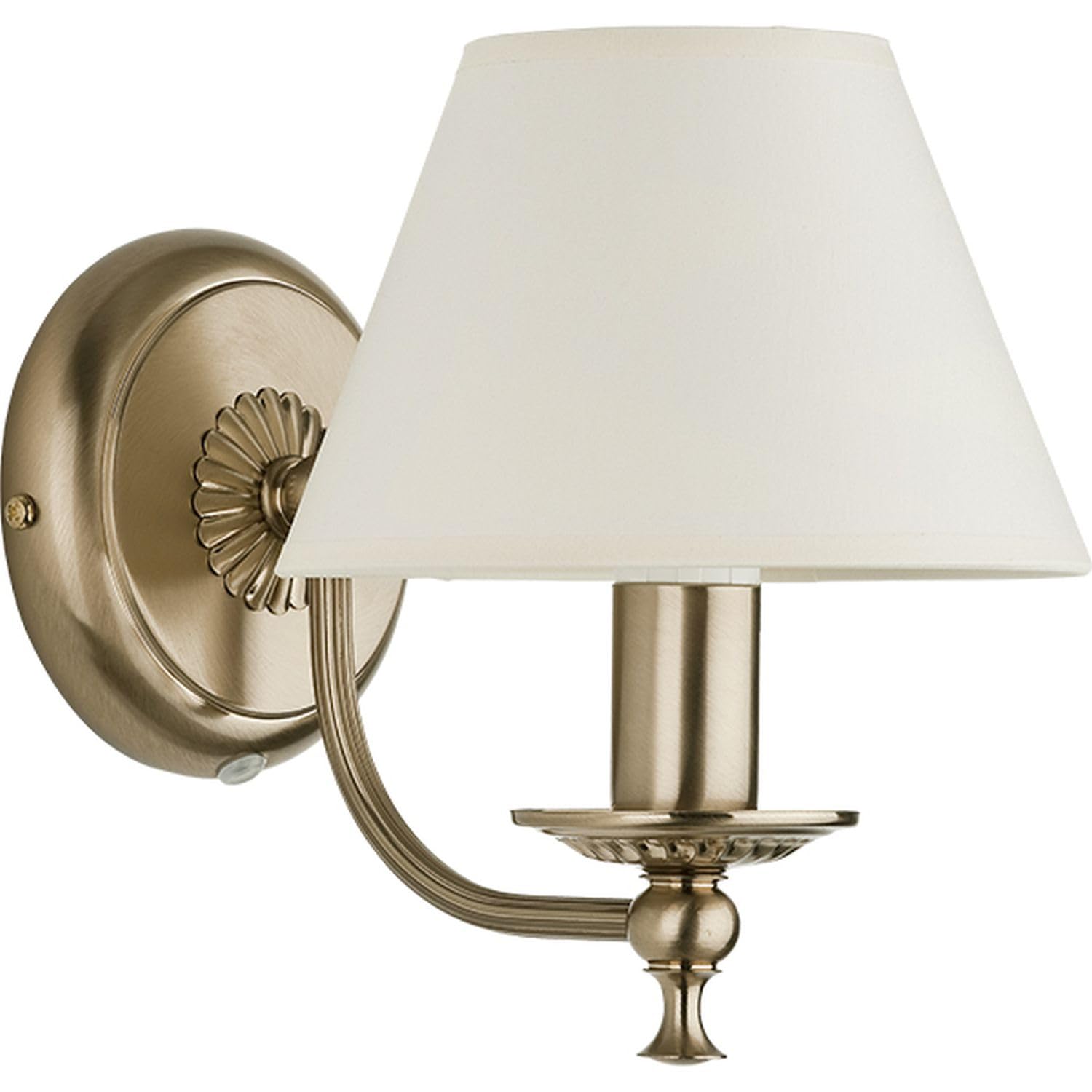 Licht-Erlebnisse Wandleuchte mit Schalter H: 21 cm in Messing Antik Creme E14 Jugendstil Wandlampe Zugpendel Wohnzimmer Schlafzimmer