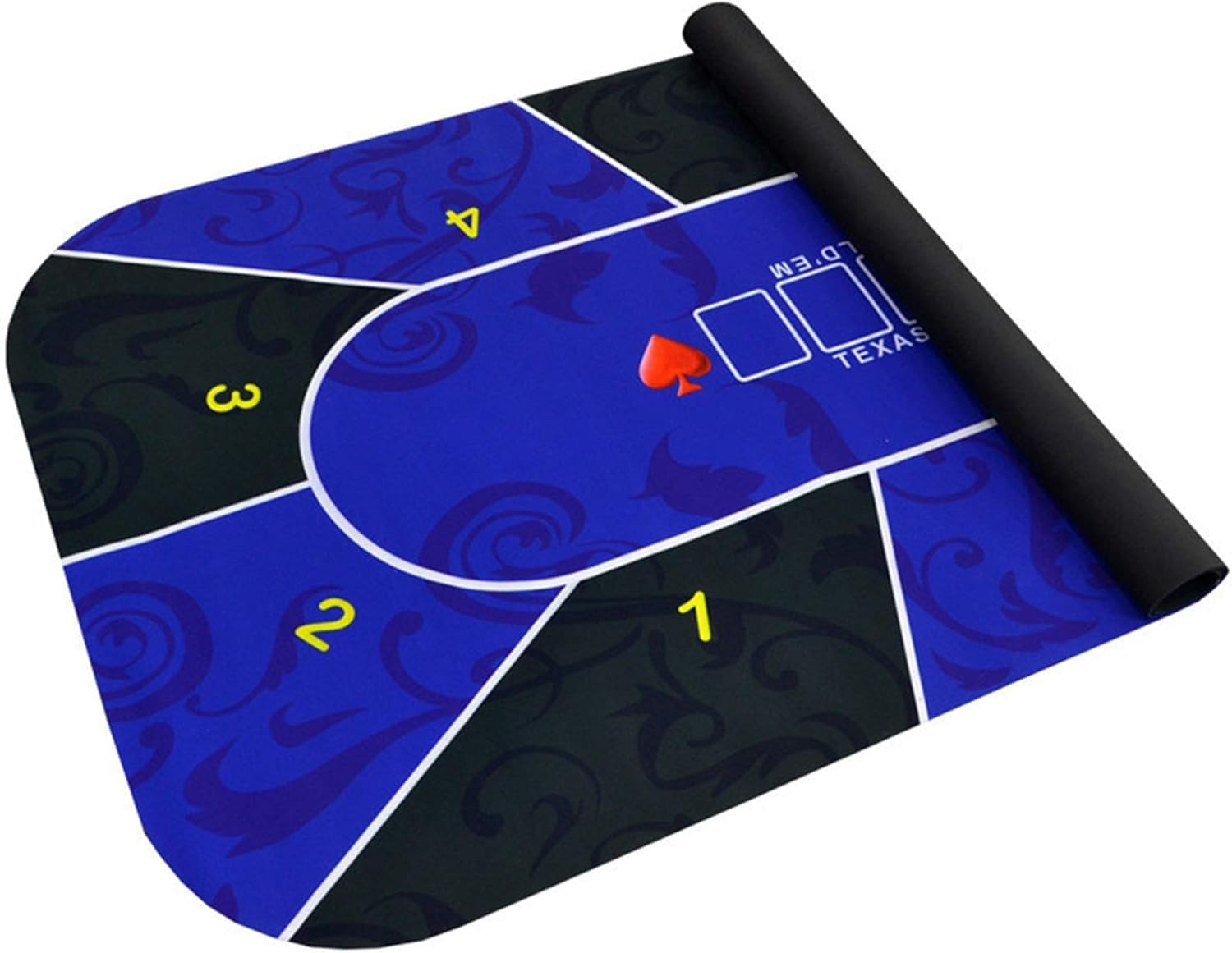 Mata do pokera - składana mata do gry w karty, profesjonalny składany blat stołu do pokera, blat stołu do blackjacka i pokera Texas Hold'em, 10-osobowy przenośny gumowy blat stołu do pokera(Blu)