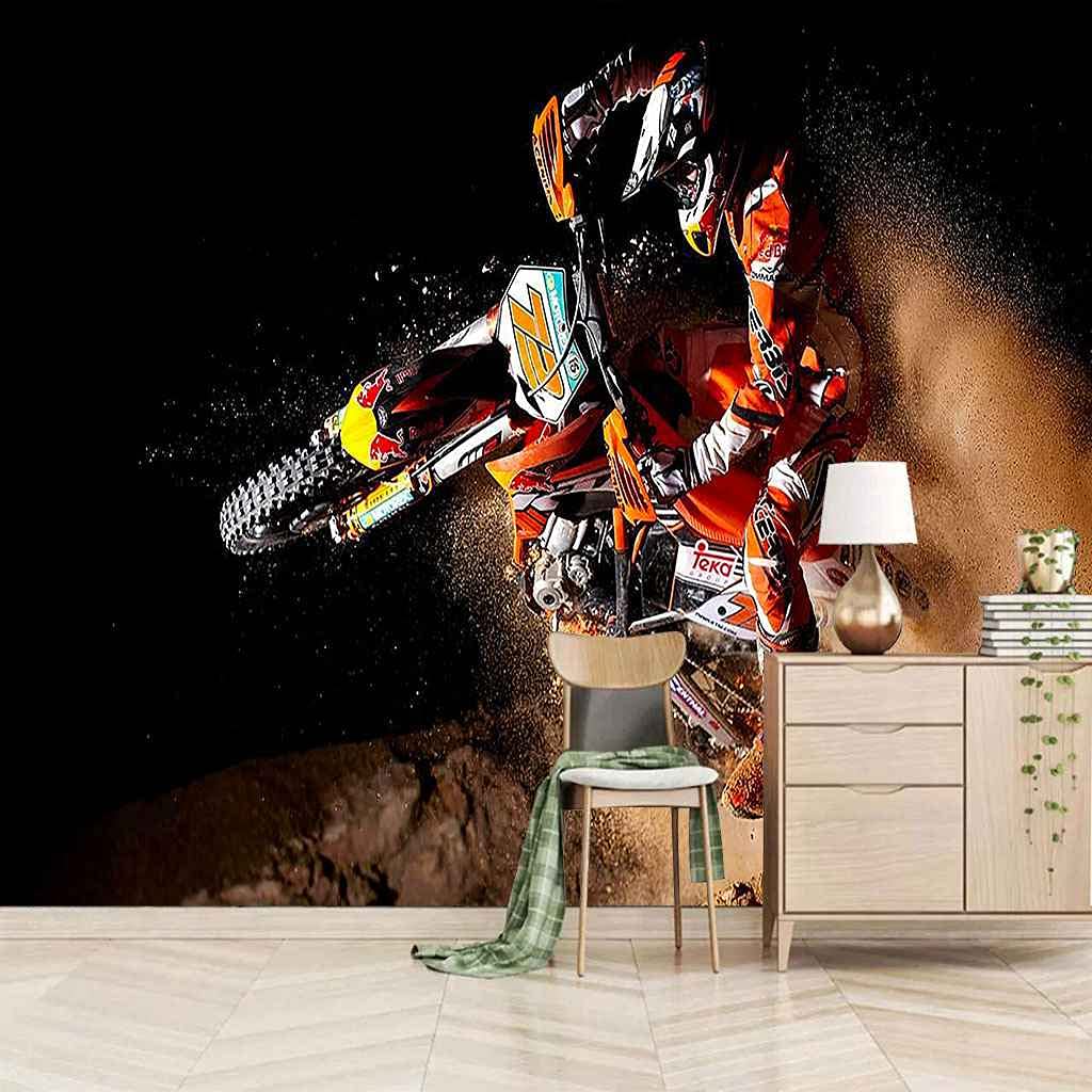 Papier peint toile auto-adhésif Super Motard 300x210 cm pour grand poster mural de salon