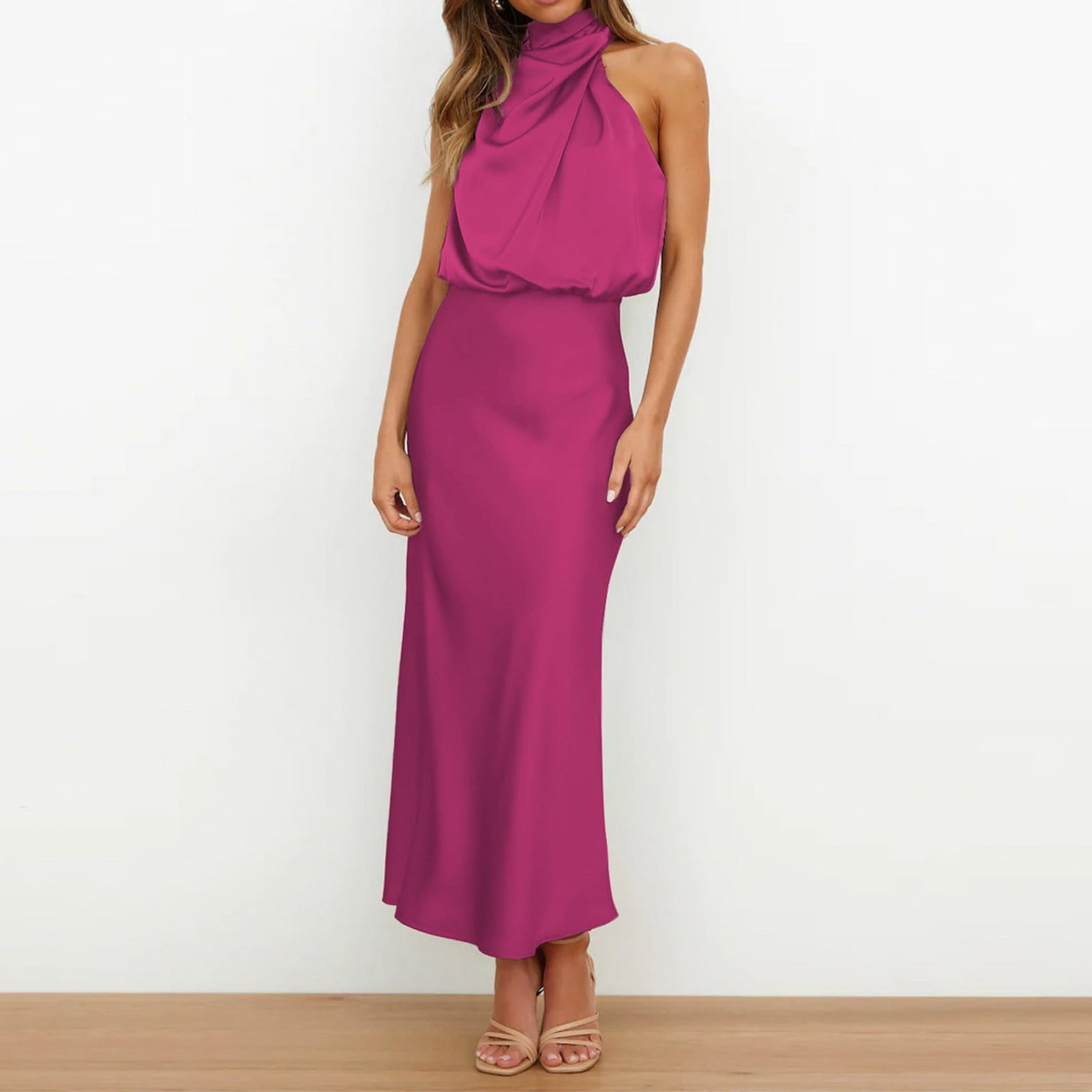 Vestidos Fiesta Largo para Mujer Elegante Maxi Vestido Ajustado sin Mangas Sexy Vestidos de Cóctel Fiesta Midi Mujer Vestido Formal para Invitada de Boda