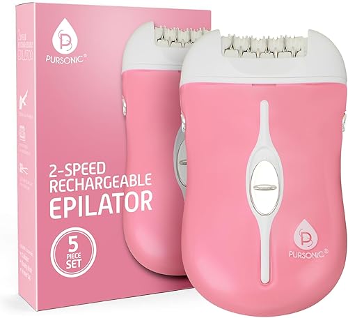 Pursonic Fe120P Depiladora recargable de dos velocidades, rosa, 0.8 libras
