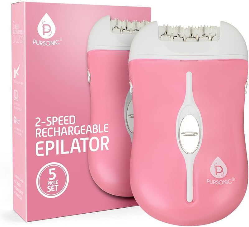 Fe120P Cordless Epilator with 40 Tweezers - Rechargeable 2 Speed Epilators Hair Removal for Women - Compact Hair Removal Device for Arms, Legs, Underarms & Bikini Area (Pink)