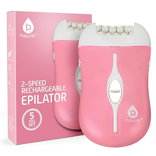 Pursonic Fe120P Cordless Epilator with 40 Tweezers - Rechargeable 2 Speed Epilators Hair Removal for Women - Compact Hair Removal Device for Arms, Legs, Underarms & Bikini Area (Pink)