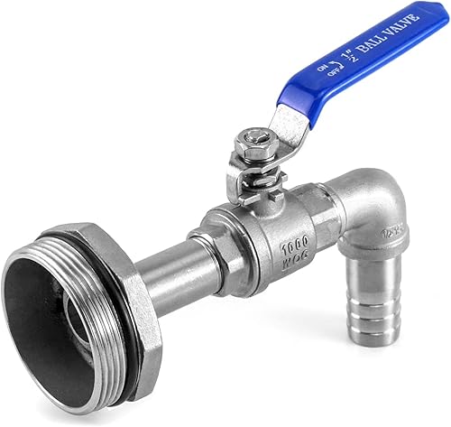 QWORK Grifo de tambor de acero inoxidable de 2 pulgadas a prueba de fugas para tambor de acero y plástico de 55 galones, grifo de barril diésel de