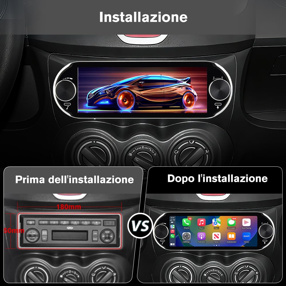Android 14 Autoradio 1 DIN con schermo Bluetooth FM RDS GPS Online Navigazione Comandi al volante (2+64GB)