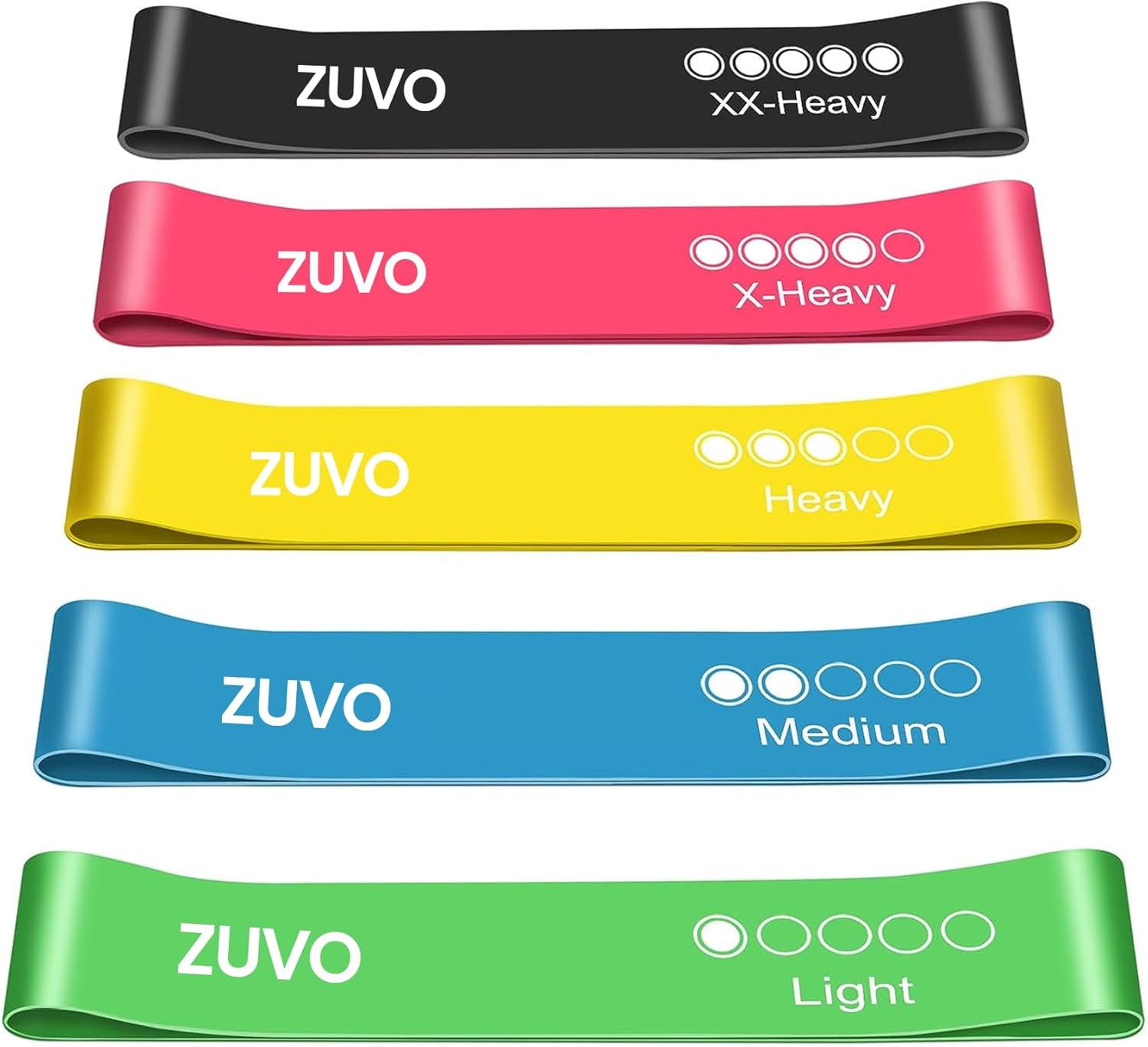 Resistance Bands Women & Men – Set of 5 – Perfect Gym Equipment – Skin-Friendly Resistance Bands with 5 Levels of Resistance Check – Zuvo, Black