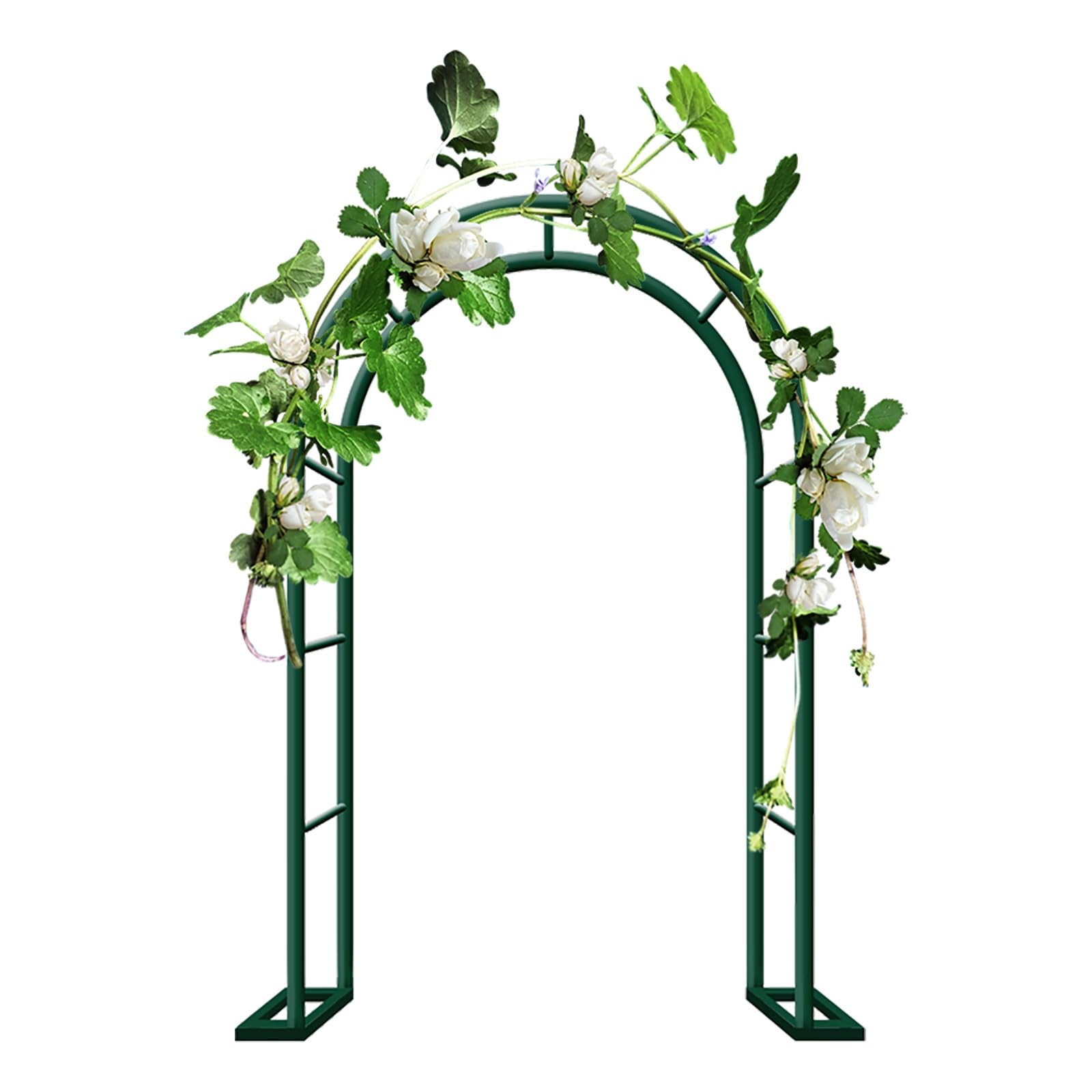QYANPEN Steel Garden Arch 80cm to 350cm Wide Metal Garden Trellis,Outdoor Wedding Arch,Round Pergola Arbour for Climbing Plant Vines,Metal Pergola Arch(Green,L350xW40xH220cm)