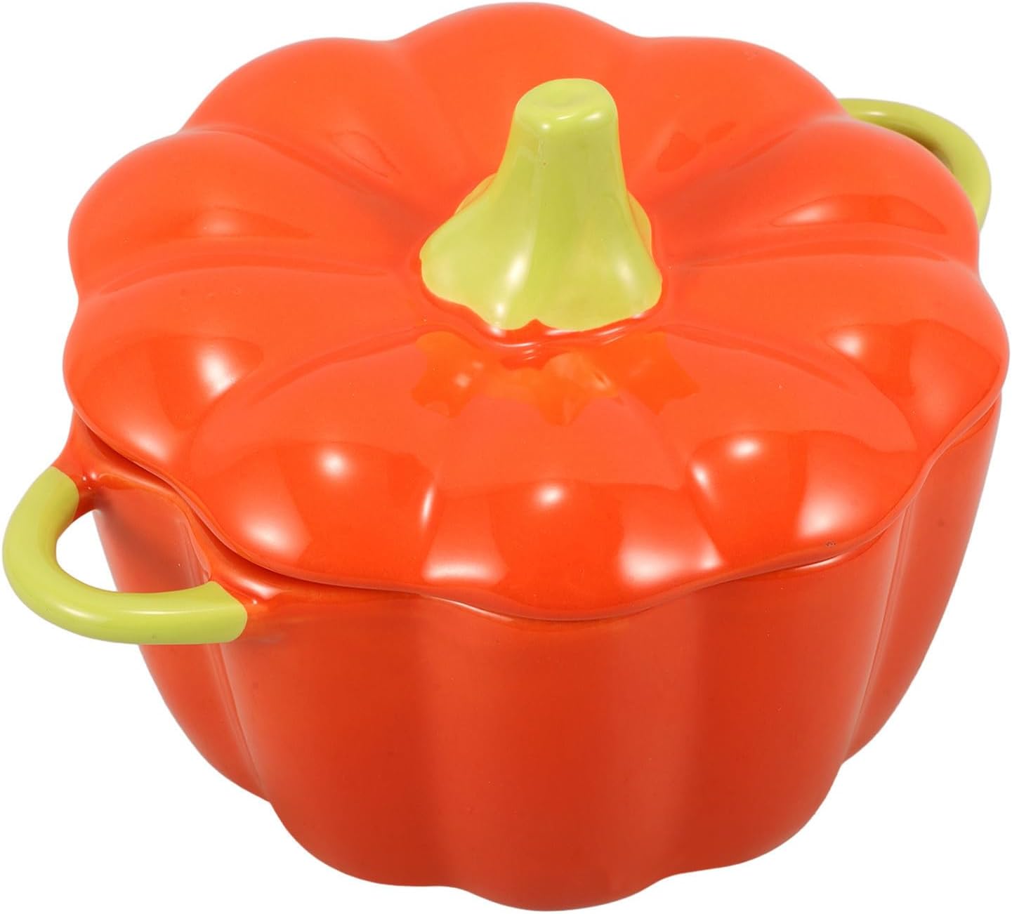 Holibanna Ceramic Pumpkin Bowl with Lid, 320ml Orange Multi-function Bowl