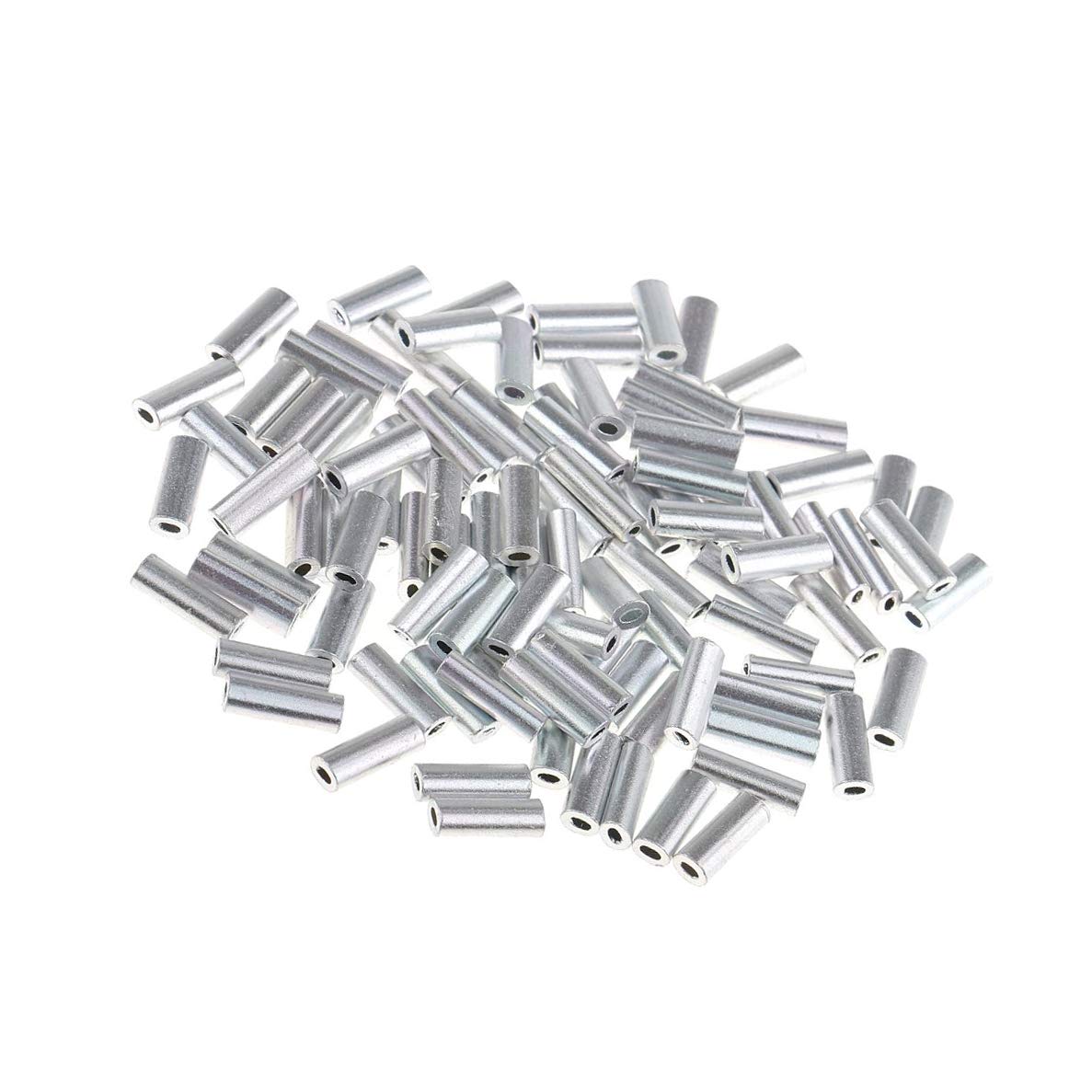 Guaina per filo da pesca, diametro interno 1,0 mm - 1,5 mm, per crimpare singolo barilotto in alluminio, kit per attrezzatura da pesca (100 pezzi)
