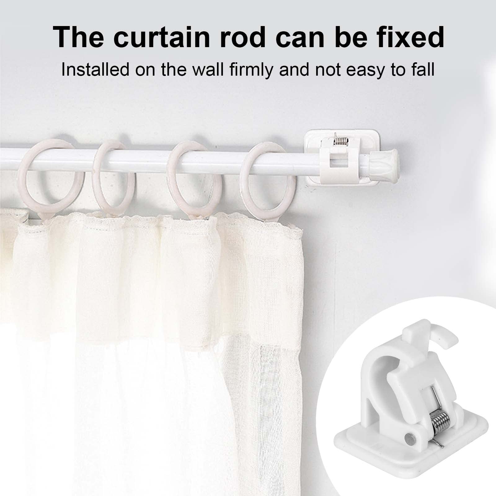 4 Staffe Autoadesive Per Asta Tenda - Ganci Senza Trapano In ABS, Portata 5kg, Per Bagno E Cucina