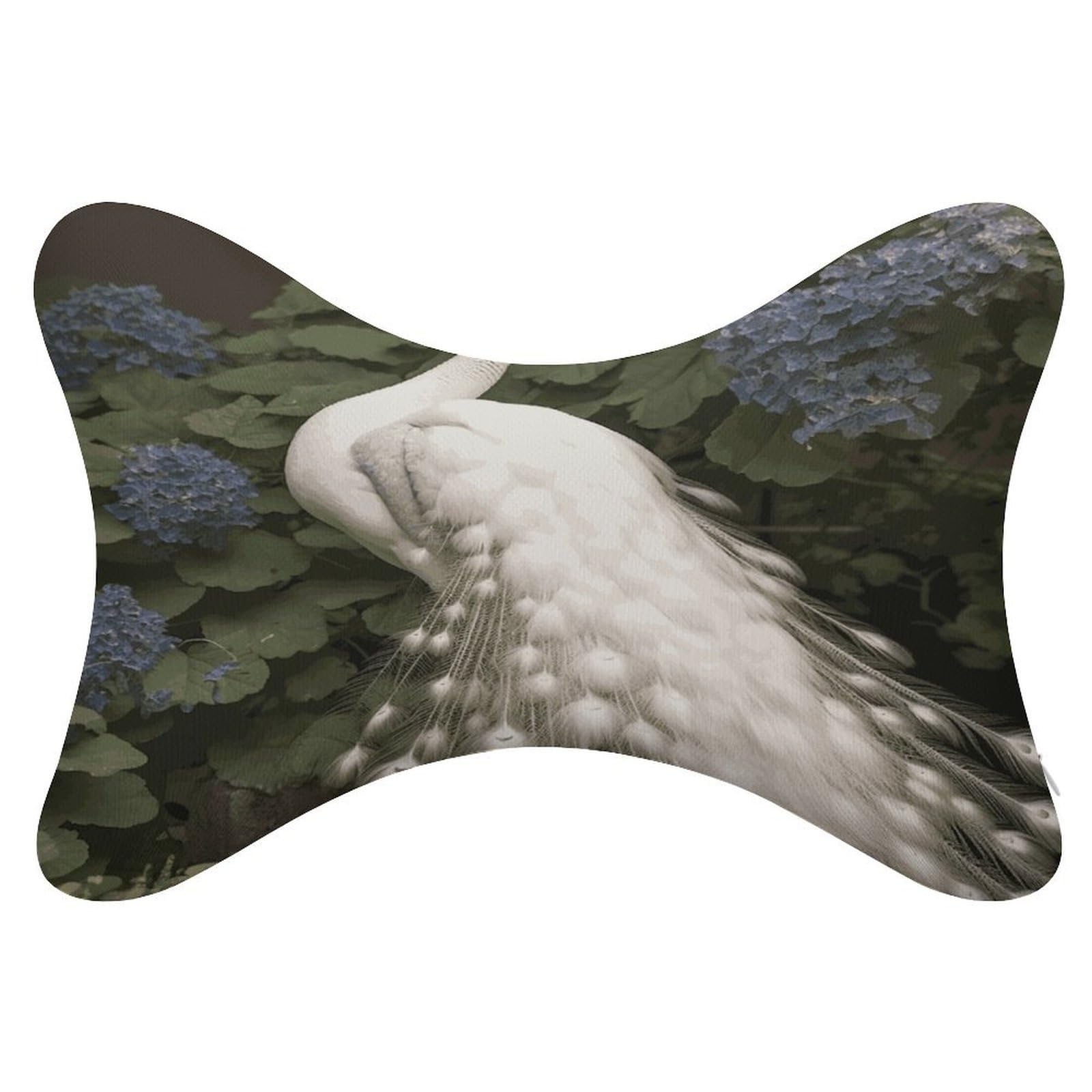 FekiLoot White Peacock Car Headrest Set of 2,Softness Memory Foam Car Neck Pillow with Breathable Removable Cover Car Neck Support Pillow Ergonomic for Driving, Office