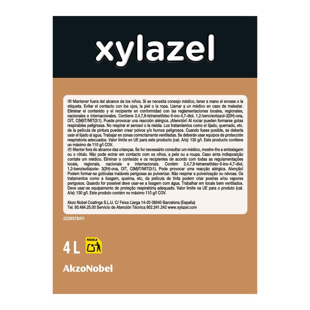 Xylazel Barniz al agua para Suelos de Madera, Mate, Incoloro 4 L