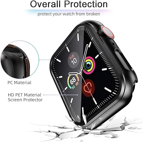 Vista 21 de HANKN Paquete de 2 fundas de vidrio templado de 1.77 pulgadas compatibles con Apple Watch Series 8 7 fundas protectoras de pantalla de vidrio plata