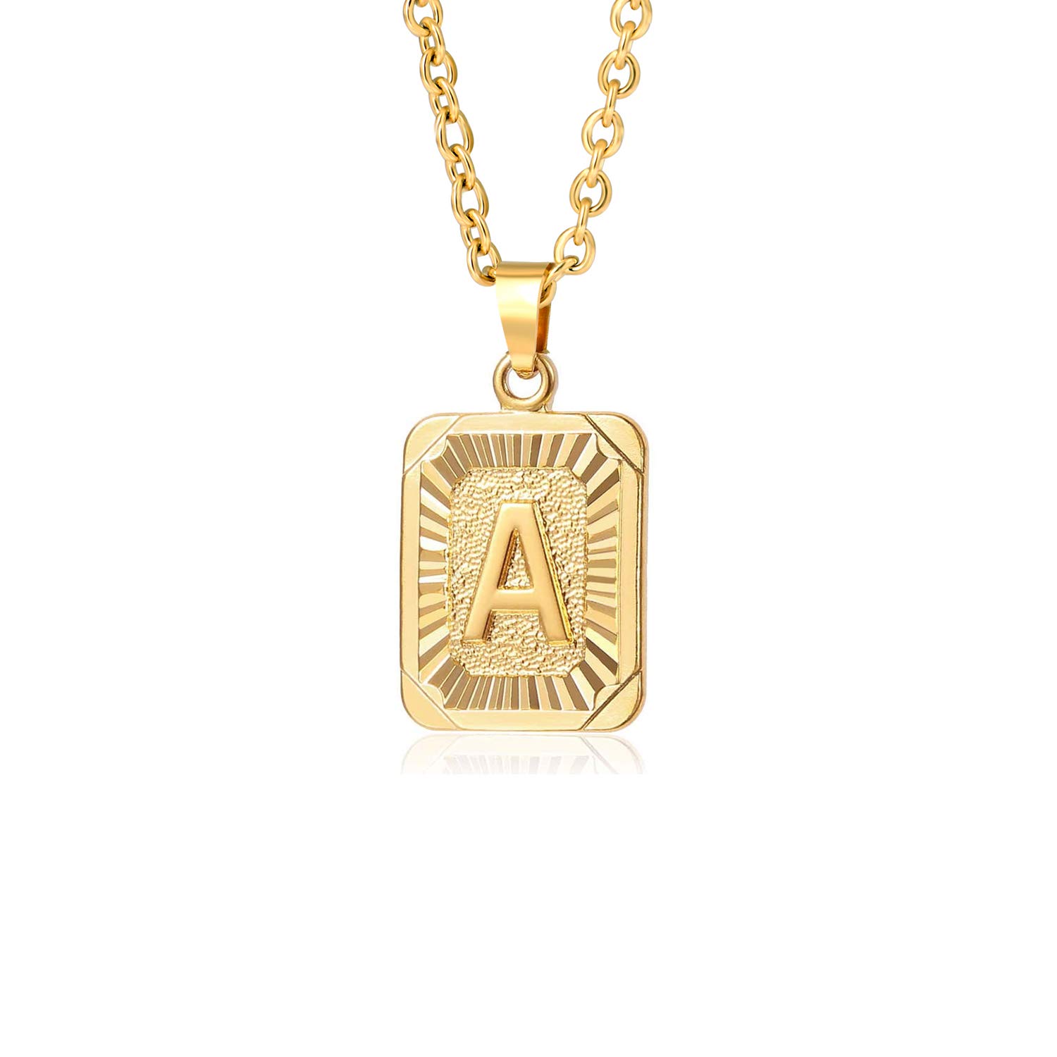 Glimmerst Initial Pendant Necklace 18K Gold Plated Stainless Steel Letter Necklace Personalizd Name Necklace for Women