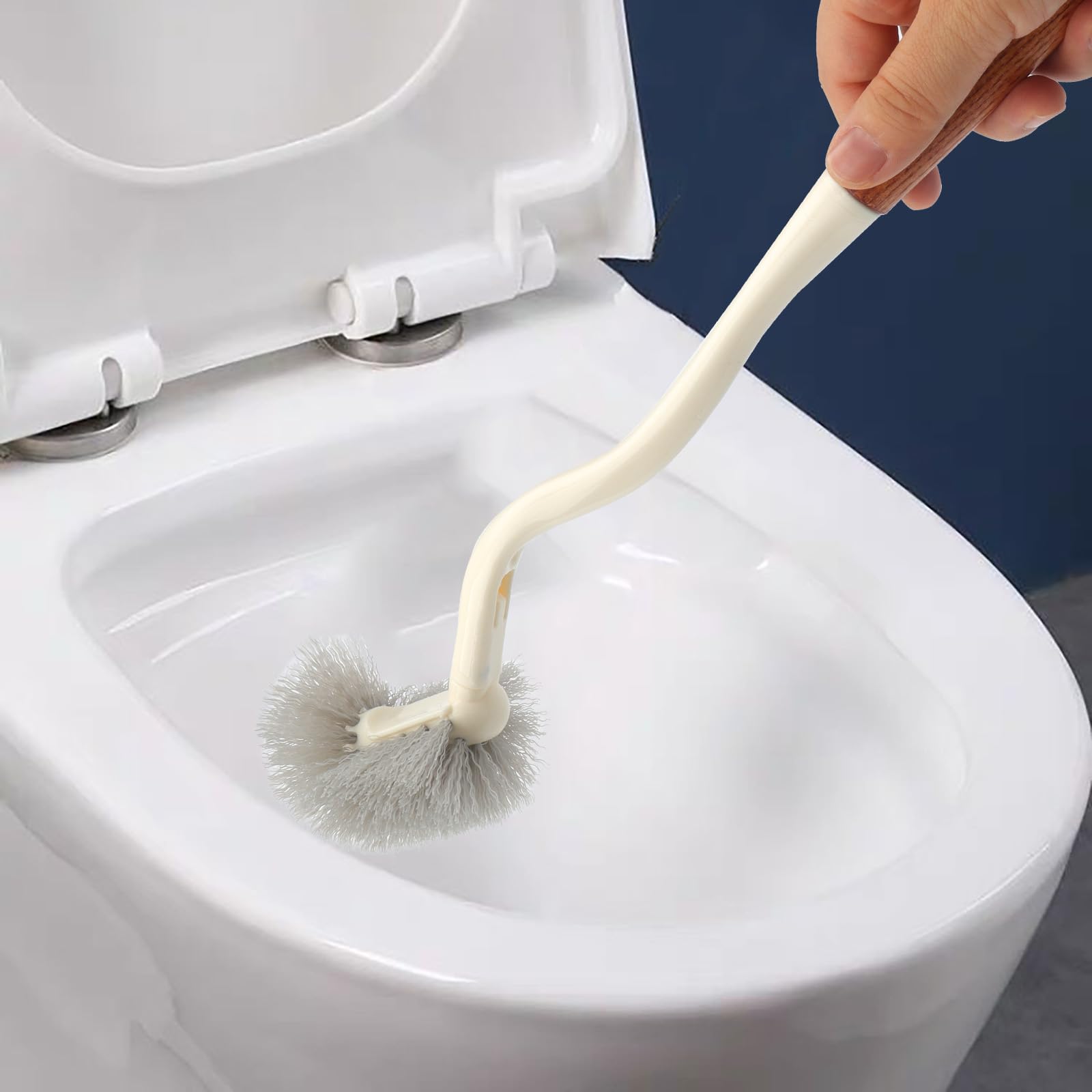 Set Di 4 Scopini Per WC GOMETY Con Manico Curvo E Setole Miste - Include Ganci Adesivi Per Pulizia Profonda - 2