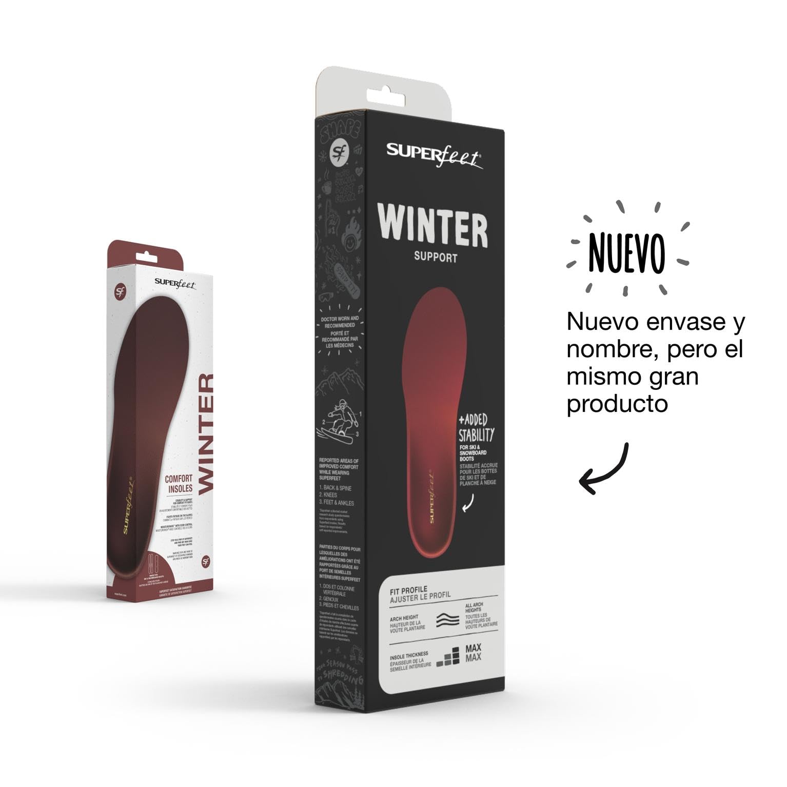 Superfeet Winter Support, Plantillas para Botas de Esquí o, EU 42-44 | Plantillas de Sujeción del Arco para Botas de Esquí o Snowboard, Talonera Profunda & Cubierta Térmica