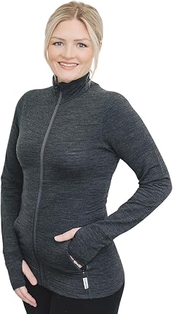 Woolino Merino Wool Fleece Jacket for Women - Year Round Fleece Jacket Full Zip - Zippered Pockets Lightweight Fleece Jacket