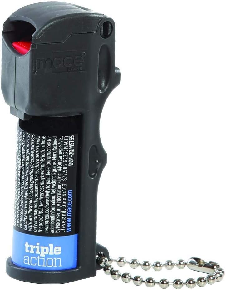 Mace Self-Defense Triple Action 3-in-1 Formula, 10' Pocket Pepper Spray with Tear Gas and UV Marking Dye, Flip n' Grip, 11 Grams, Black, 3.25 inch x 1.25 inch Pocket Size