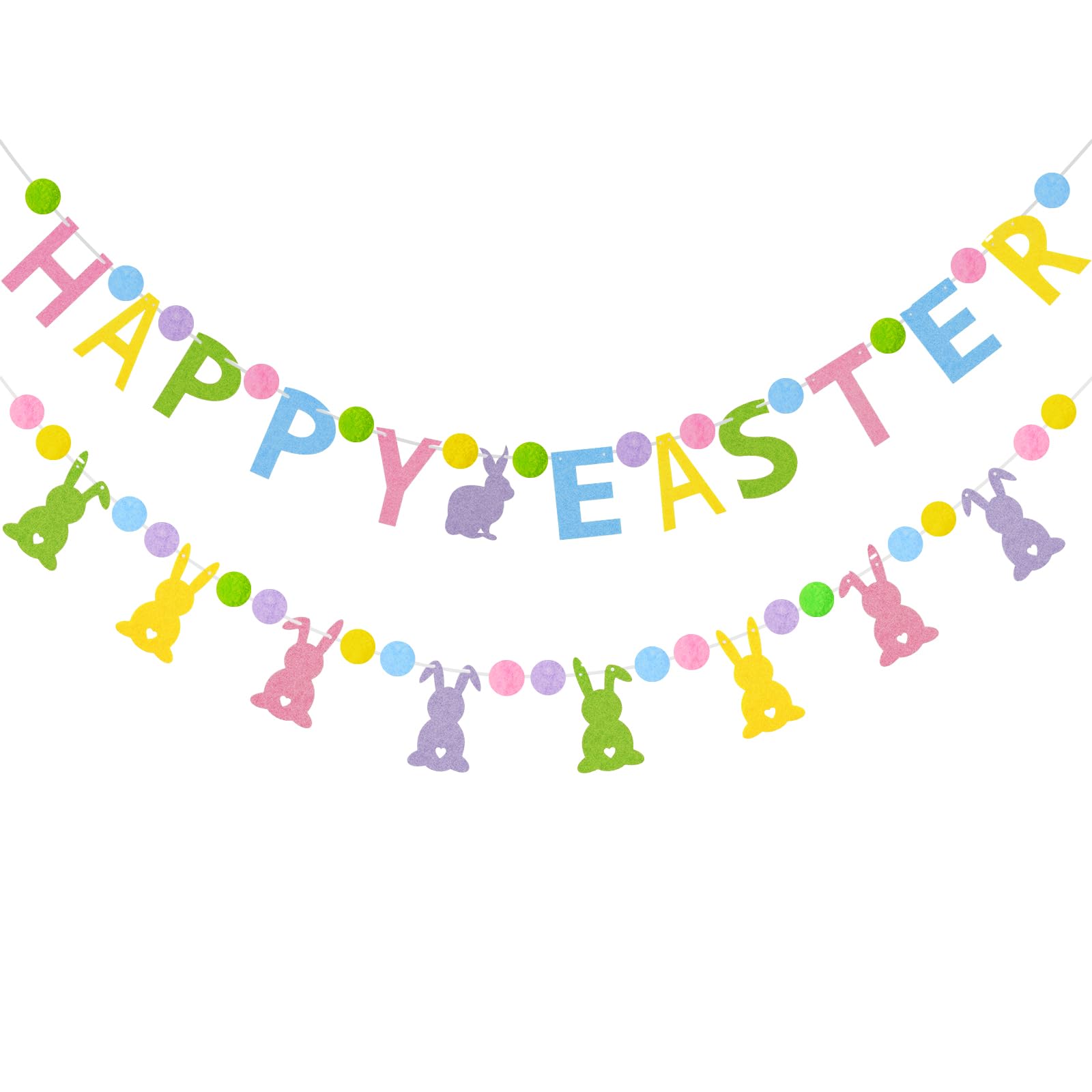 Photo 1 of GCQQ Happy Easter Garlands, Easter Felt Bunny Garlands Cute Spring Easters Banners for Fireplace, Mantle, Wall, or Outdoors Decoration